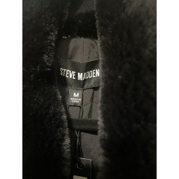 Steve Madden $159 Dienne Coat Black Multi Faux Fur Collar Tweed Medium NWT - Picture 4 of 7